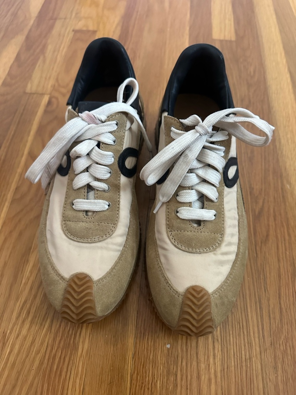 Loewe Beige Tan Black Leather-Trim Sneakers - Picture 7 of 11